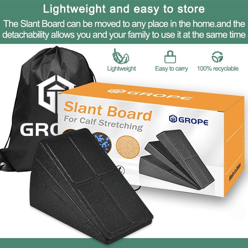 Grope Slant Board Squat Wedge for Calf Stretching，3 Pcs 12" x 6.3" Foot Stretcher Balance Board for Plantar Fasciitis, Adjustable Foam Slant Board Wedge Great for Exercises - Image 3